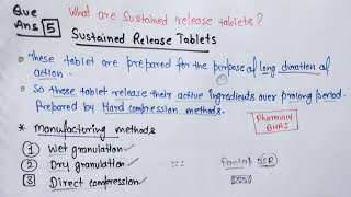 Sustained Release Tablets  Pharmaceutics  DPharma 1st sustainedreleasetablets pharmacybhai [upl. by Elletsyrk]