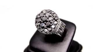 Mens 10K Solid Gold Black Rhodium Plated Diamond Pinky Ring 1489 Ctw [upl. by Shaum]