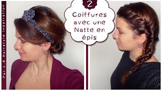 ➳ 2 coiffures natte en épis  LA Hairstyle Inspiration [upl. by Baxter552]