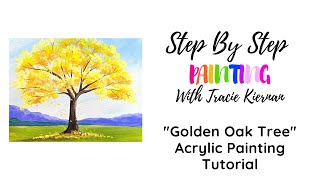 How To Paint A Golden Oak Tree  With QTips  Acrylic Painting Tutorial [upl. by Naired]