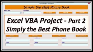 Excel VBA  Phone Book  Contact Manager  Part 2 Excel 2010 [upl. by Rebmit]