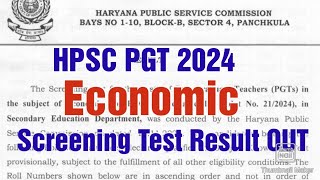 HPSC PGT Economic screening Test Result OUTHPSC धमाकाHPSC updateHPSC PGT [upl. by Schnabel138]