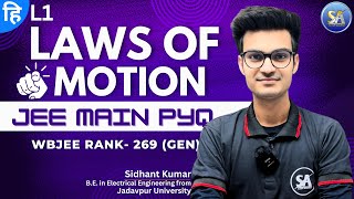 L1 Laws of Motion in Hindi  Physics JEE Main PYQ Solution  JEE  NEET  WBJEE [upl. by Annovad]