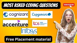 Most asked coding questions by TCS Accenture Cognizant Capgemini LTIMindtree and Infosys [upl. by Aitropal363]