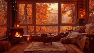 Autumn Rain in the Woods 🍁  Cozy Cabin with Piano Music and Fireplace for Relaxation and Healing [upl. by Evangelin521]