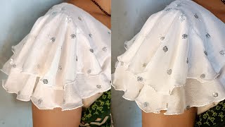 Double layer bell sleeves सीखें आसानी से।Short umbrella baju design cutting and stitchingbell sleev [upl. by Aymer936]