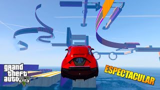 PARKOUR ESPECTACULAR CON AUTO SUPER TIENE ACROBACIAS IMPOSIBLES Parte 1  GTA V ONLINE [upl. by Marilla513]