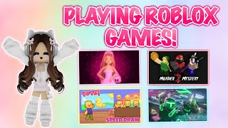 PLAYING GAMES ON ROBLOX LIVE [upl. by Tahpos50]