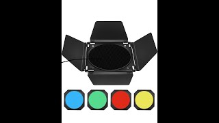 Godox Barn Door amp Honeycomb Grid  4 color gel Filters on Neewer LED Studio light [upl. by Saito]