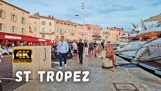 Saint Tropez Evening Walk 💛 France Riviera Walking Tour 4K 🧡 4th July 2021 [upl. by Viccora]