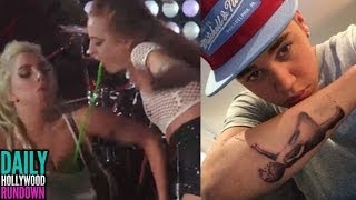 Lady Gaga Gets Puked on at SXSW VIDEO Justin Biebers Banksy Tattoo DHR [upl. by Ellohcin]