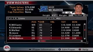 Madden 2005 Detroit Lions Overall Player Ratings [upl. by Lacim]