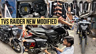 TVS Raider 125 modified exhaust  Raider की बिलकुल अलग ही level ki modification 🤩 [upl. by Einafats]