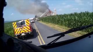 Helmet Cam  Lower Allen Rescue 12 responding to Monroe Twp Barn Fire 07082016 [upl. by Adnoved]