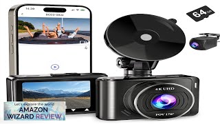 Dash Camera 4K1080p Dash Cam Front Rear Builtin WiFi with 64GB SD Review [upl. by Allehcram]