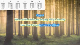 Seasons in the Sun by Terry Jacks play along with scrolling guitar chords and lyrics [upl. by Nikral]