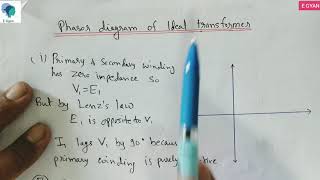 Ideal transformer  Ideal transformer properties and phasor diagram [upl. by Cohla]