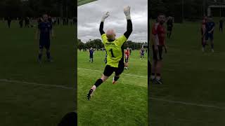 Headbutting the post wasn’t a good idea 😂 goalkeeper football goalkeepersaves injury [upl. by Ahset]