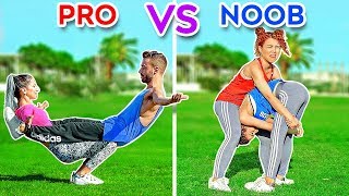 DESAFIOS ACROBÁTICOS Profissionais VS Novatas Truques difíceis de ginástica por 123GO CHALLENGE [upl. by Chatav]