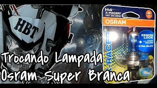 Trocando lampada fazer 150  Osram super branca H4 35  35W Xenon [upl. by Asiralc]