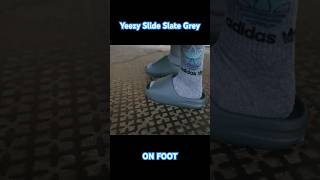 Yeezy Slide Slate Grey ON FOOT  are they worth getting yeezy adidas review [upl. by Augustine645]