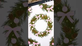 Festive wreath brushes procreate 🎄procreate digitalart procreate ipadart festiveart christmas [upl. by Lupee]