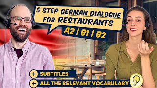 German Dialogue in Restaurant A2 B1 B2 🍕🍷 Conversation for Ordering Food  Drinks  Payment [upl. by Noillimaxam]