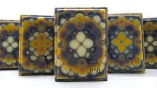 Natural cold process soap making rectangle kaleidoscope pull through technique plant colors [upl. by Lomax423]