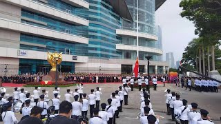 Flagraising ceremony held in Hong Kong to celebrate National Day [upl. by Haslam]