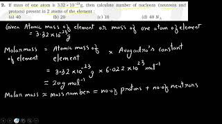 if the mass of one atom is 3 32 x 1023 g then calculate the number of nucleons prestnt in 2 atoms [upl. by Eninnaj233]