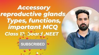 accessory reproductive glands types functions important MCQclass12 boardexam neet ytyoutube [upl. by Crandell]