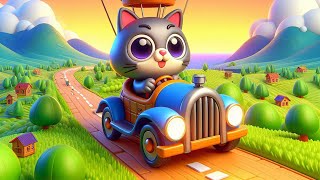 La voiture bleue est la préférée du chat  Comptines pour enfants [upl. by Worrad]