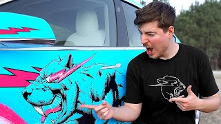 I Surprised MrBeast With A Custom Tesla [upl. by Riebling]