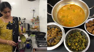 Friday cooking  Capsicum Sambar  Brinjal Curry  Vendaikkai fry [upl. by Jard]