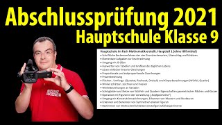 Abschlussprüfung Mathematik 2021  Hauptschule Klasse 9  Ablauf und Themen [upl. by Kipper]