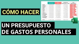 Cómo hacer un presupuesto de gastos personales en Excel [upl. by Aileduab]