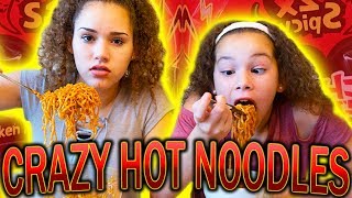 Nuclear Fire 2X Noodles Challenge Haschak Sisters [upl. by Nnylhsa19]