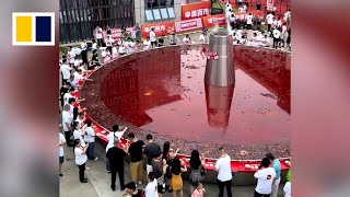 Hundreds of diners in China enjoy ‘world’s largest spicy hotpot’ [upl. by Eichman587]