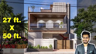 27X50 Feet House Design 3D  150 Gaj  1350 sqft  2750 house design  8X15 Meter  DV Studio [upl. by Ynnej]