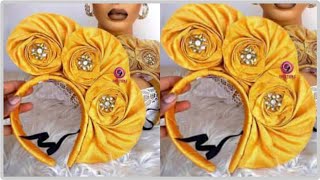 Triple Rose Asooke Headband Design [upl. by Nnylannej]