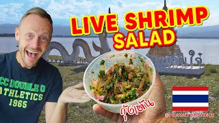 Eating ALIVE Dancing Shrimp Goong Ten in Phayao Thailand [upl. by Attekal574]