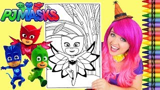 Coloring Owlette PJ Masks GIANT Coloring Book Page Crayola Crayons  KiMMi THE CLOWN [upl. by Atiuqad]