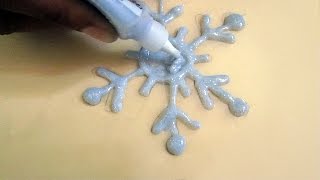 How to make Snow Flakes Using Glitter Glue [upl. by Eidnarb]