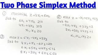 Two Phase Simplex Method Operation Research  Two Phase Method in Hindi LPP [upl. by Eohce65]