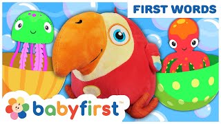 Toddler learning videos w Color Crew amp Larry surprise eggs  Learn animals amp colors  BabyFirst TV [upl. by Flor]