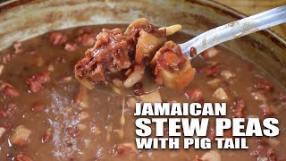 JAMAICAN STEW PEAS  MASSIVE POT OF STEW PEAS WITH PIGS TAIL [upl. by Llertnov]