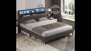 Bed ADORNEVE Queen Bed Frame with LED Lights Outlets and USB Ports Storage viral video bed [upl. by Nnateragram775]