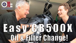 Best CB500X Oil Change Video  with Rally Raid Skid Plate Removal [upl. by Dickson50]