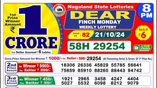 🔴LIVE Nagaland Lottery Result Today 8PM 21102024 Dear Finch Monday [upl. by Marozas9]