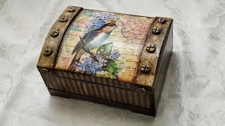 How To Make Decoupage On Wood  Decoupage For Beginners Tutorial Vintage Box [upl. by Edyaj]